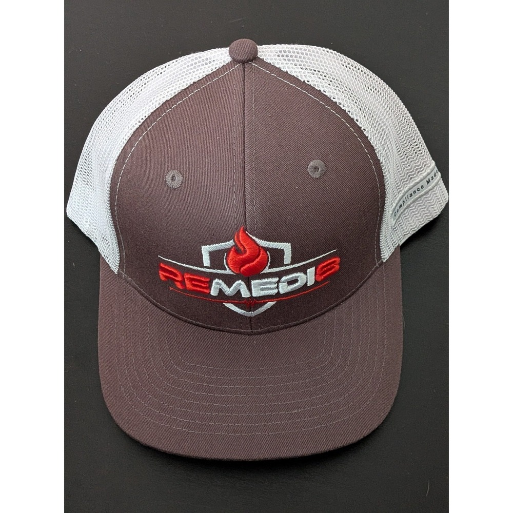 Remedi8 Fire Suppression Compliance Hat Mesh Trucker Brown White OS Golf Outdoor